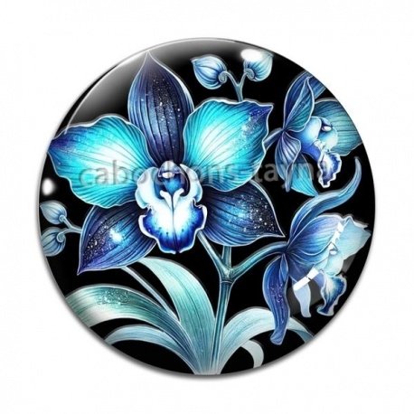 Cabochon Verre - fleur exotique