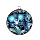Pendentif Cabochon Argent - fleur exotique