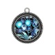 Pendentif Cabochon Argent - fleur exotique