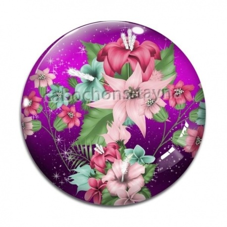Cabochon Verre - fleur exotique