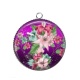 Pendentif Cabochon Argent - fleur exotique