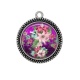 Pendentif Cabochon Argent - fleur exotique