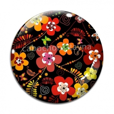 Cabochon Verre - fleur