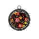 Pendentif Cabochon Argent - fleur