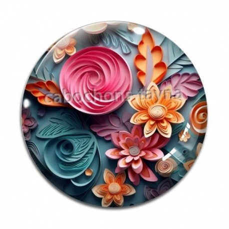 Cabochon Verre - fleur