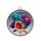 Pendentif Cabochon Argent - fleur