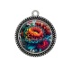 Pendentif Cabochon Argent - fleur exotique