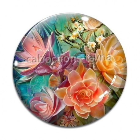Cabochon Verre - fleur exotique
