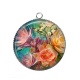 Pendentif Cabochon Argent - fleur exotique