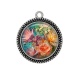 Pendentif Cabochon Argent - fleur exotique