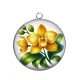 Pendentif Cabochon Argent - fleur exotique