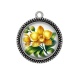 Pendentif Cabochon Argent - fleur exotique