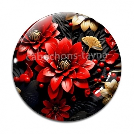 Cabochon Verre - fleur exotique