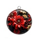Pendentif Cabochon Argent - fleur exotique