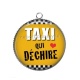 Pendentif Cabochon Argent - taxi qui déchire