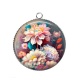 Pendentif Cabochon Argent - fleur