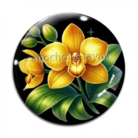 Cabochon Verre - orchidée