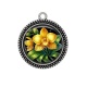 Pendentif Cabochon Argent - orchidée
