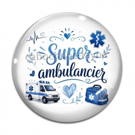 Cabochon Verre - super ambulancier