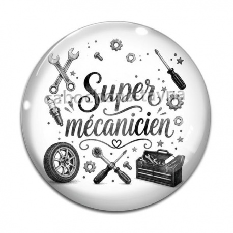 Cabochon Verre -  super mécanicien