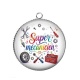 Pendentif Cabochon Argent -  super mécanicien