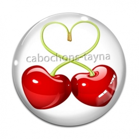 Cabochon Verre - cerise