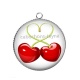 Pendentif Cabochon Argent - cerise