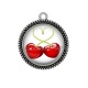 Pendentif Cabochon Argent - cerise