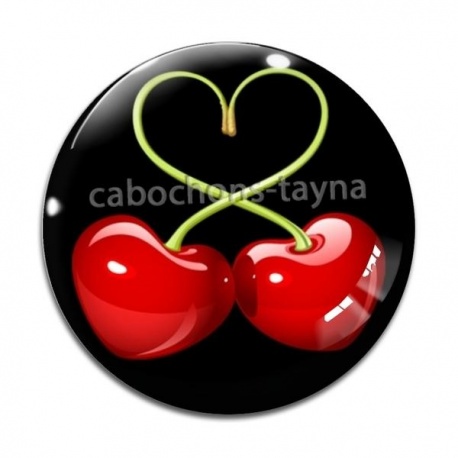 Cabochon Verre - cerise