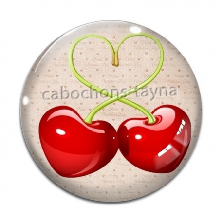 Cabochon Verre - cerise