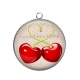 Pendentif Cabochon Argent - cerise