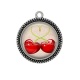 Pendentif Cabochon Argent - cerise