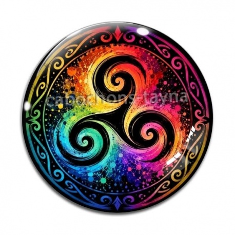 Cabochon Verre - mandala triskèle