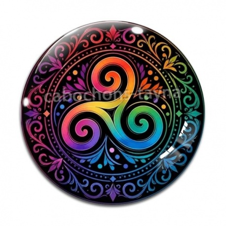 Cabochon Verre - mandala triskèle