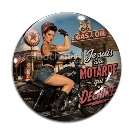 Cabochon Verre - je suis une motarde qui déchire