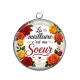 Pendentif Cabochon Argent - la meilleure c'est ma soeur
