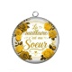 Pendentif Cabochon Argent - la meilleure c'est ma soeur