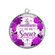 Pendentif Cabochon Argent - la meilleure c'est ma soeur