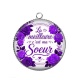Pendentif Cabochon Argent - la meilleure c'est ma soeur