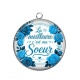 Pendentif Cabochon Argent - la meilleure c'est ma soeur