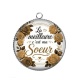 Pendentif Cabochon Argent - la meilleure c'est ma soeur