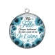 Pendentif Cabochon Argent -  ma fille chaque battement de mon coeur est un Je t'aime