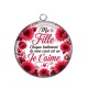 Pendentif Cabochon Argent -  ma fille chaque battement de mon coeur est un Je t'aime