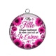 Pendentif Cabochon Argent -  ma fille chaque battement de mon coeur est un Je t'aime