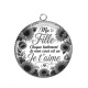 Pendentif Cabochon Argent -  ma fille chaque battement de mon coeur est un Je t'aime