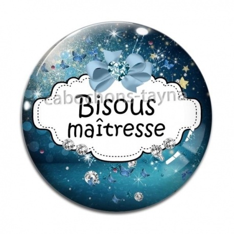 Cabochon Verre - bisous maîtresse