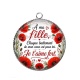 Pendentif Cabochon Argent - A ma fille chaque battement de mon coeur est pour toi un Je t'aime très fort