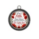 Pendentif Cabochon Argent - A ma fille chaque battement de mon coeur est pour toi un Je t'aime très fort