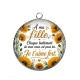 Pendentif Cabochon Argent - A ma fille chaque battement de mon coeur est pour toi un Je t'aime très fort