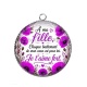 Pendentif Cabochon Argent - A ma fille chaque battement de mon coeur est pour toi un Je t'aime très fort
